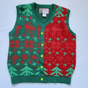 Christmas Sweater Vest Red Green Ugly Sweater Party Festive Holiday Winter Cute